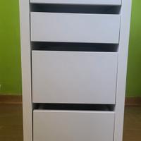 Cassettiera con rotelle, bianco, 35x75 cm