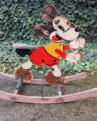 Antico dondolo giocatto legno topolino Mickeymouse