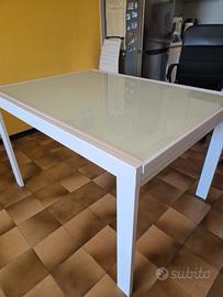 Tavolo in acciaio e vetro temperato
