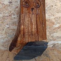 Scultura in legno e pietra Civetta