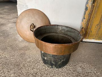 Antico Calderone pentola in rame antico