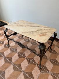 Tavolino in marmo e ottone vintage