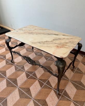 Tavolino in marmo e ottone vintage