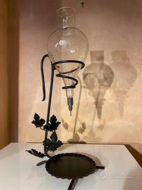 Decanter per vino con supporto in ferro