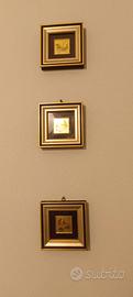 Serie 3 dipinti su foglia oro 23k
