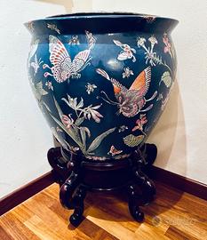 Portavaso cinese decorativo con farfalle e motivi