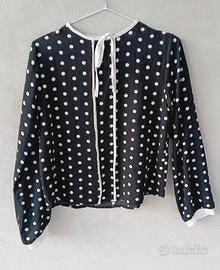 Blusa donna Gaia Mattei, tg S, nera a pois