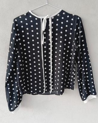Blusa donna Gaia Mattei, tg S, nera a pois