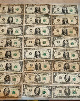 banconote vecchi dollari americani anni 60-70-80-9