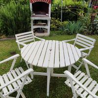 Tavolo Reguitti 4 sedie legno bianco pieghevoli