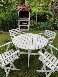 Tavolo Reguitti 4 sedie legno bianco pieghevoli