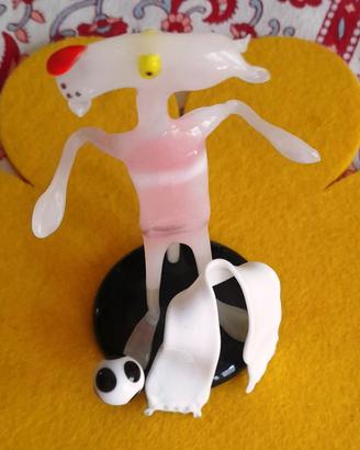 pantera rosa vetro murano sciarpa e pallone h14Ø6