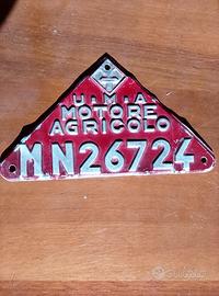 Targa in alluminio U.M.A. motore agricolo MN