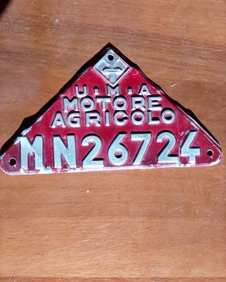 Targa in alluminio U.M.A. motore agricolo MN