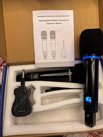 Coppia microfoni wireless ricaricabili professiona