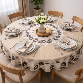 Tovaglia rotonda e 8 tovaglioli