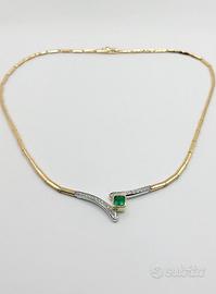 Girocollo oro 18kt smeraldo e diamanti Damiani