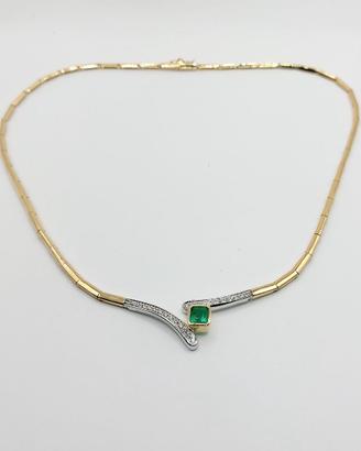 Girocollo oro 18kt smeraldo e diamanti Damiani