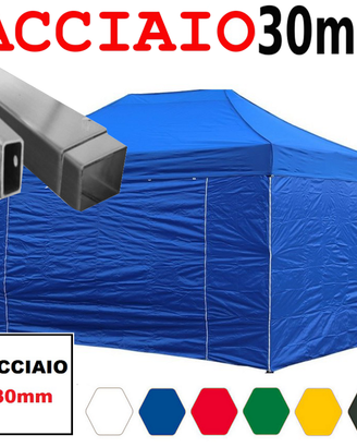 Gazebo 4,5x3m pieghevole blu eventi chiosco stand