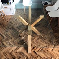 Tavolo vetro e legno rettangolare