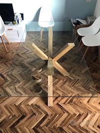 Tavolo vetro e legno rettangolare