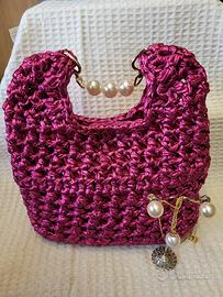 set borsa artigianale più collana e orecchini 