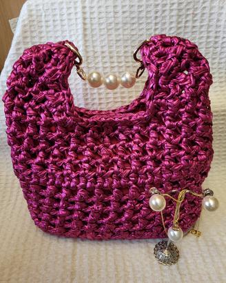 set borsa artigianale più collana e orecchini 
