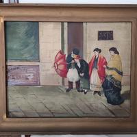 L'acconcia ombrelle, quadro di Celestino Maggi