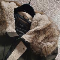 Piumino/cappotto uomo verde scuro con pelliccia 