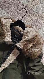 Piumino/cappotto uomo verde scuro con pelliccia 