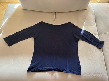 Maglia Sisley blu a maniche 3/4 girocollo