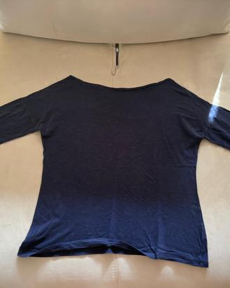 Maglia Sisley blu a maniche 3/4 girocollo
