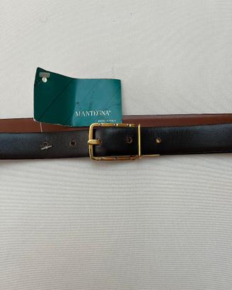 Cintura uomo double face (nera e cuoio) originale