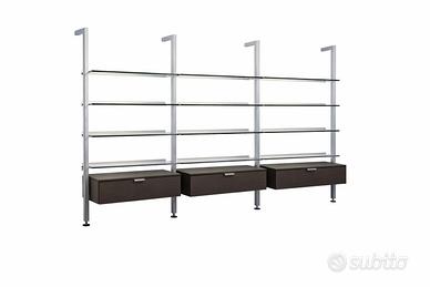 Libreria Calligaris modulare tripla in alluminio e