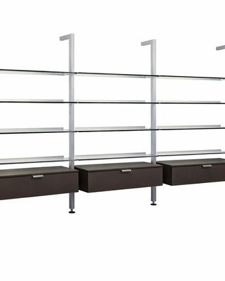 Libreria Calligaris modulare tripla in alluminio e