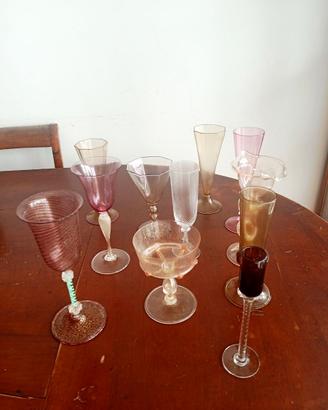Calici veneziani in vetro soffiato Murano