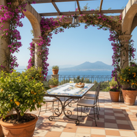 TAVOLO IN PIETRA LAVICA MIS. 200X100 CM. COMPLETO