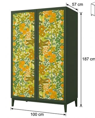 Armadio vintage anni '70 in legno verde scuro