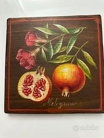 Quadro legno massello "Melograno”dipinto a mano
