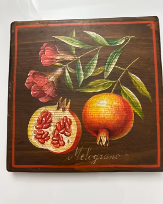 Quadro legno massello "Melograno”dipinto a mano