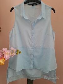 camicia senza maniche con pizzo 