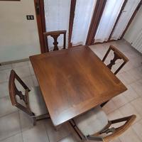 tavolo in noce apribile + sedie in noce