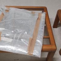 Tavolini in legno noce e cristallo