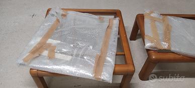 Tavolini in legno noce e cristallo