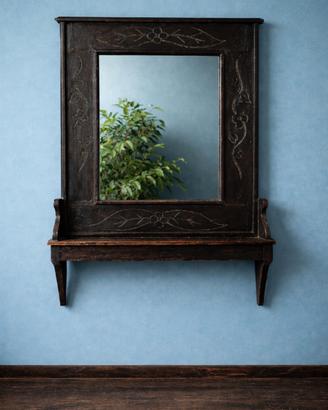Cornice con specchio e mensola anni 40