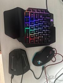 Tastiera mono mano a membrana mouse e adattatore