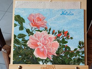 Quadro dipinto a mano con rose