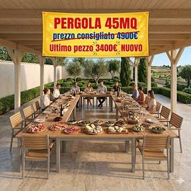 PERGOLA 45 mq ROBUSTA NUOVA CON COPERTURA IN LEGNO