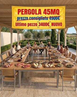 PERGOLA 45 mq ROBUSTA NUOVA CON COPERTURA IN LEGNO