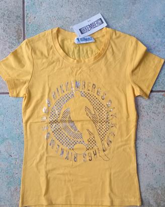 T-shirt Bikkembergs gialla nuova con cartellino